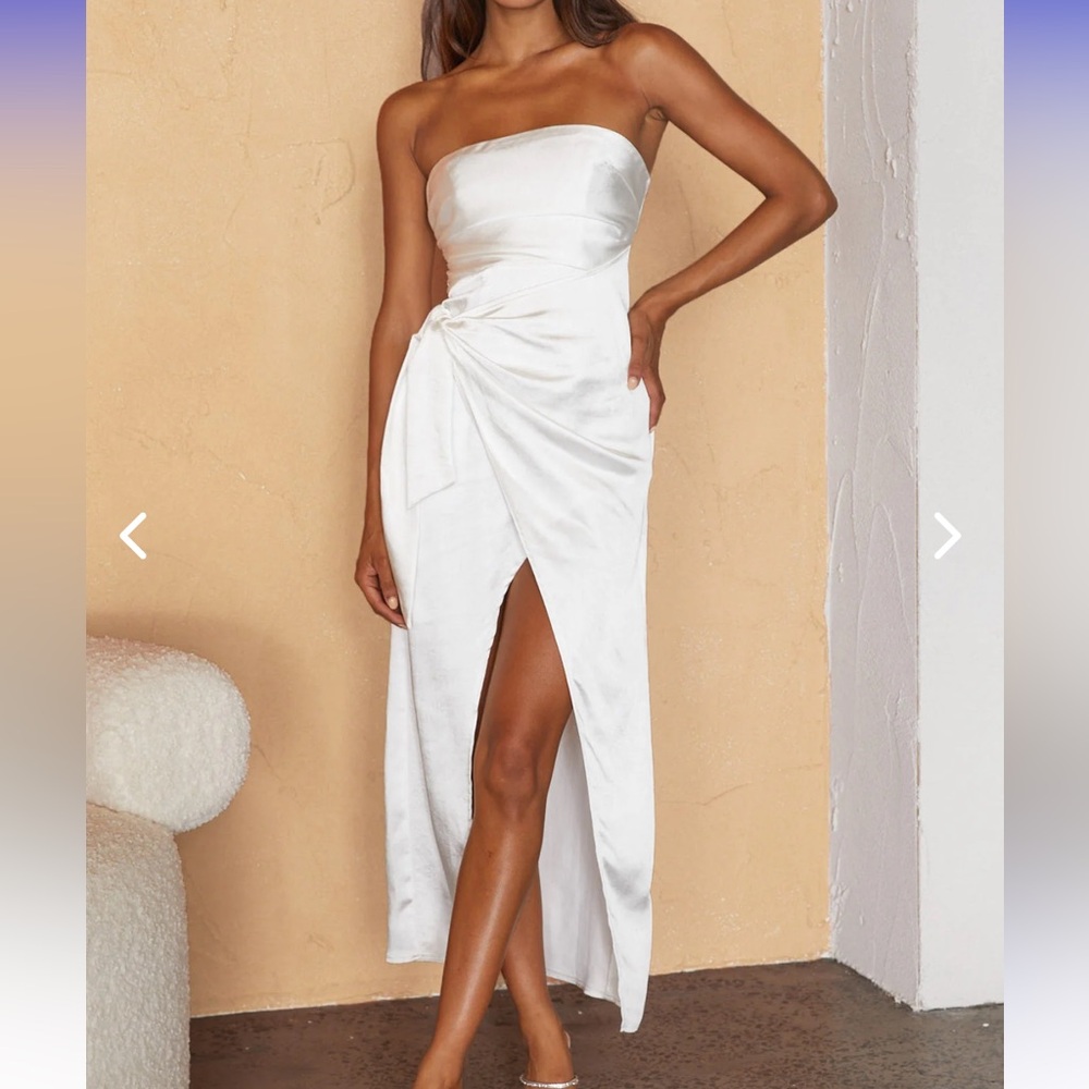 NWT Selfie Leslie Gianna Strapless Waist Tie Midi Dress